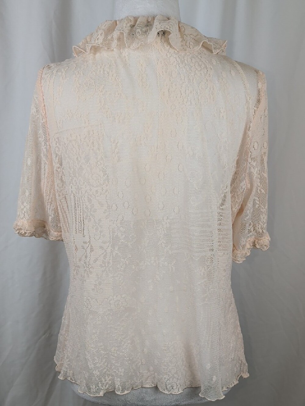 À La Une Pastel Pink Lace Ruffle Tie Front Coquette Cardigan Top Medium - Picture 12 of 15